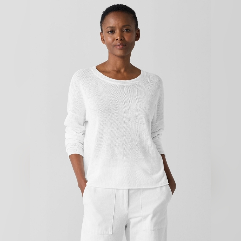 Organic Linen Cotton Cord Crew Neck‎ Top
